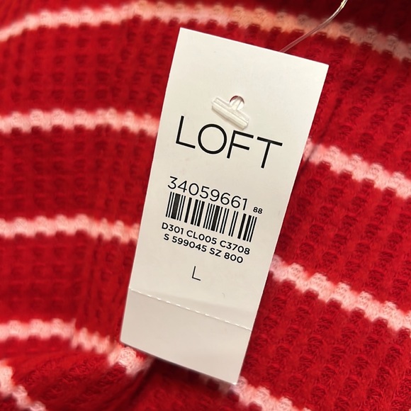 Red Pink Striped Sweater Large LOFT New with Tags - Picture 2 of 7
